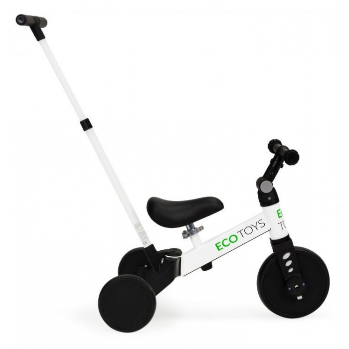 Tricicleta cu pedale si maner 2 in 1 Ecotoys YM-BT-6 - Alb [6]