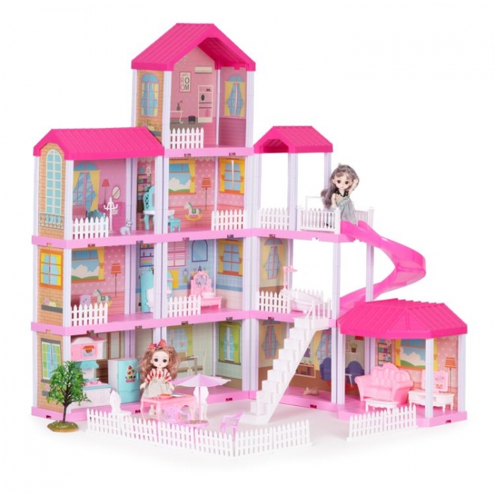 Casuta pentru papusi cu mobilier, gradina si LED-uri Ecotoys HC507639 [2]