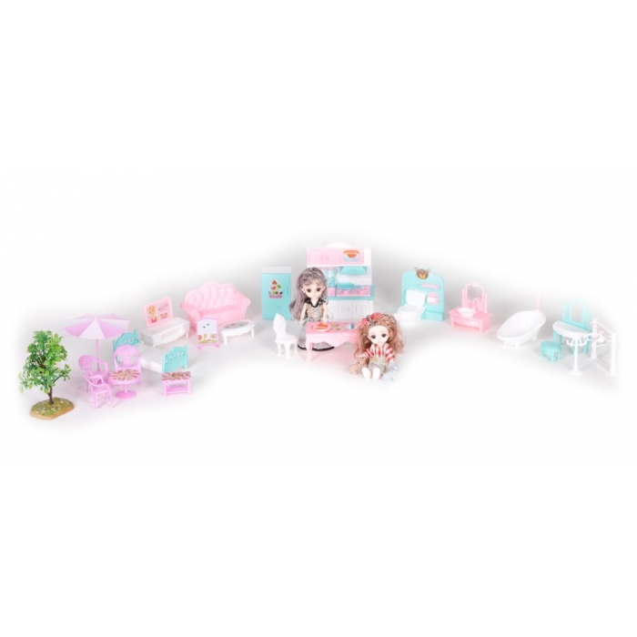 Casuta pentru papusi cu mobilier, gradina si LED-uri Ecotoys HC507639 [3]