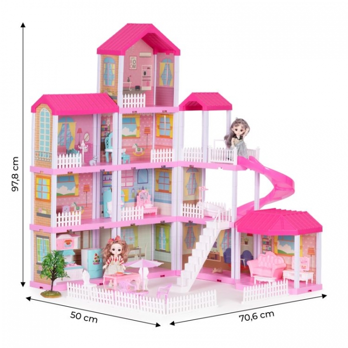 Casuta pentru papusi cu mobilier, gradina si LED-uri Ecotoys HC507639 [5]