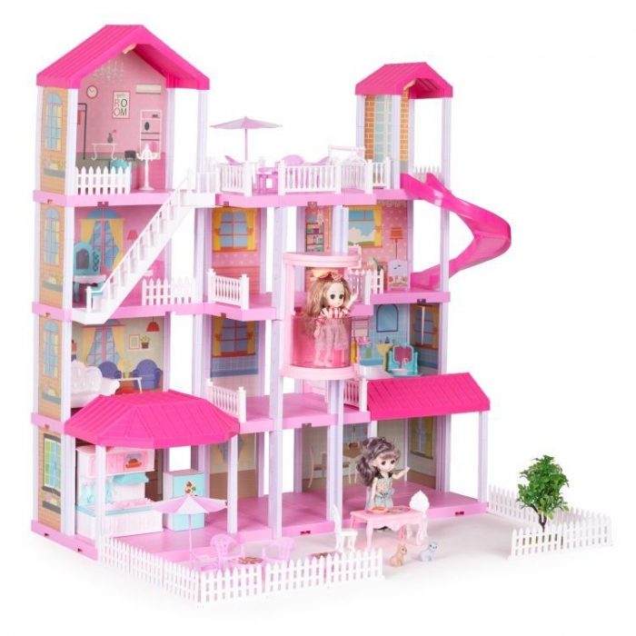 Casuta pentru papusi cu mobilier, gradina si LED-uri Ecotoys HC507637 [2]