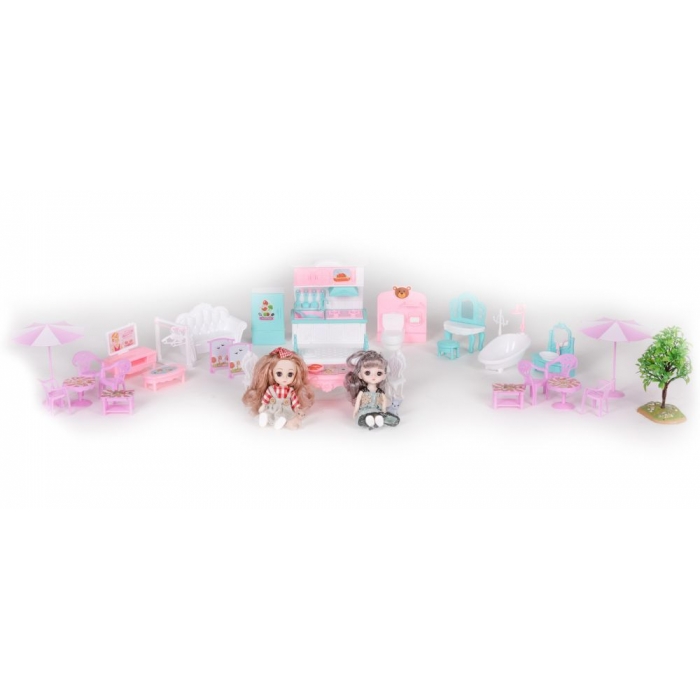Casuta pentru papusi cu mobilier, gradina si LED-uri Ecotoys HC507637 [4]