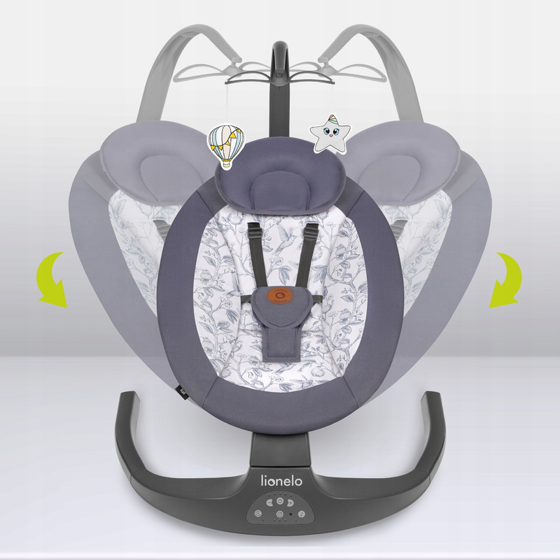 Lionelo - Balansoar si sezlong copii Ralf 2 in 1 Electric cu telecomanda si cablu USB Gri Grafit [3]