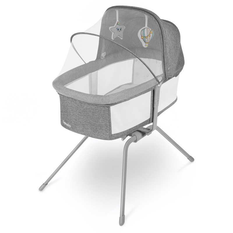 Lionelo - Patut balansoar Malin 3 in 1 Pliabil 0-9 kg cu Geanta Transport Gri [3]