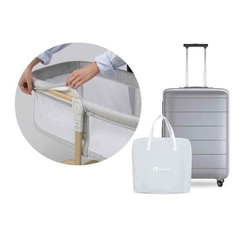 Lionelo - Patut balansoar Malin 3 in 1 Pliabil 0-9 kg cu Geanta Transport Gri [16]