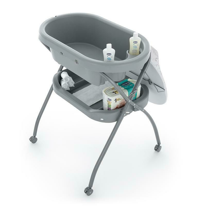 Cadita 3 in 1 Spa cu masuta de infasat si spatiu de depozitare Gri - Petite&Mars [2]