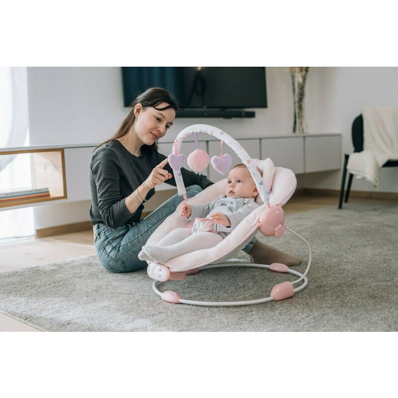 Scaunel balansoar  Rest&Play cu trei jucarii, 8 melodii, Vibratii FreeON Pink [5]