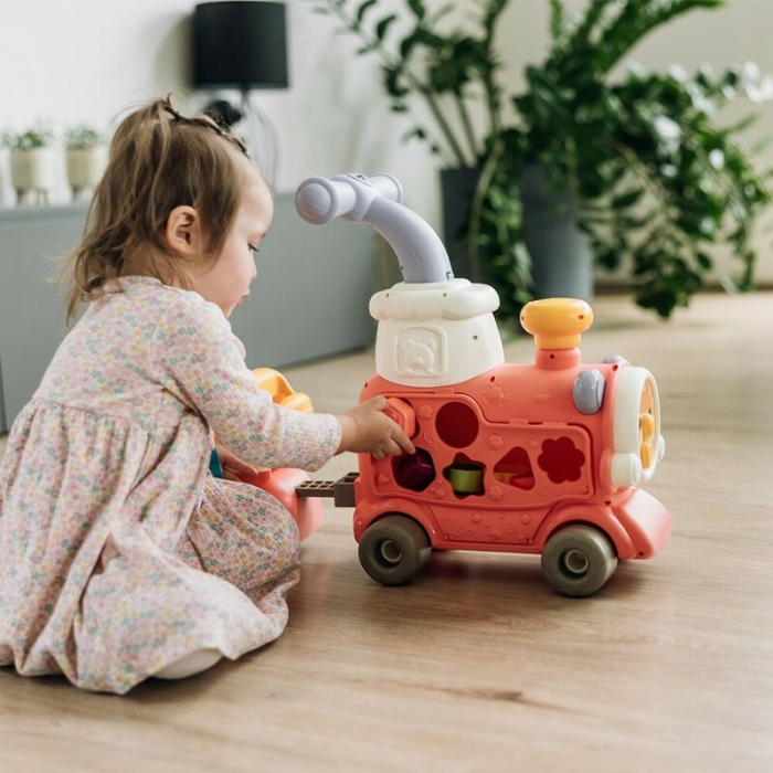 Antemergator 5 in 1 Magic Train, Free2Move, cu diverse activitati de joaca, Panou Educational, Efecte sonore si luminoase, Pink [5]