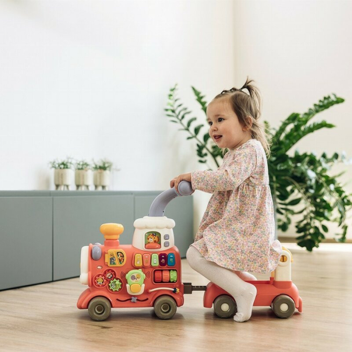 Antemergator 5 in 1 Magic Train, Free2Move, cu diverse activitati de joaca, Panou Educational, Efecte sonore si luminoase, Pink [8]