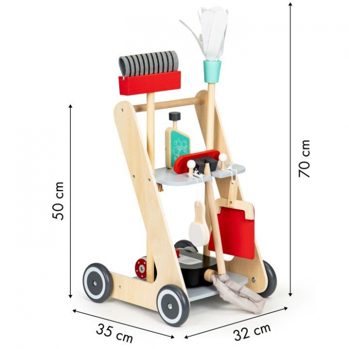 Antemergator din lemn XXL cu aspirator si elemente pentru curatenie Ecotoys 4404 [11]