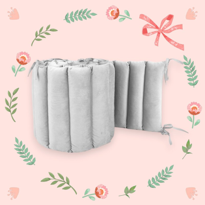 Aparatoare pentru patut, MimiNu, Tip panou, pentru patut, Lungime 180 cm, din catifea, Grey [3]