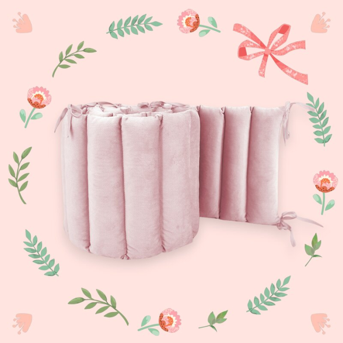 Aparatoare pentru patut, MimiNu, Tip panou, pentru patut, Lungime 180 cm, din catifea, Raspberry [3]