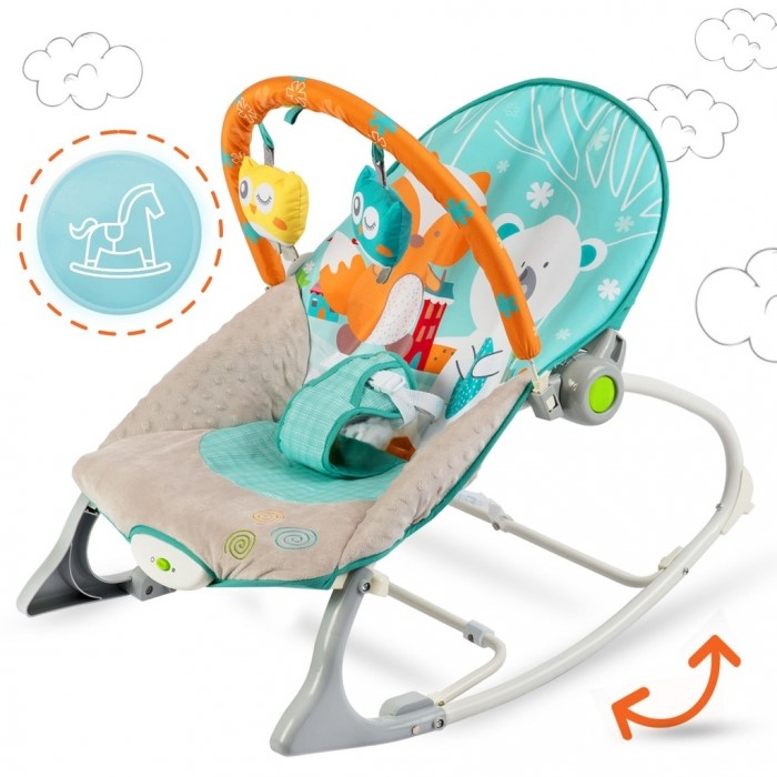 Balansoar cu vibratii, vulpita si ursul, Ricokids 7309 - Turcoaz [2]