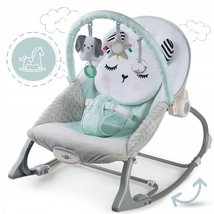 Balansoar multifunctional cu vibratii, panda, 3 jucarii, Nukido 705101, Mint [2]