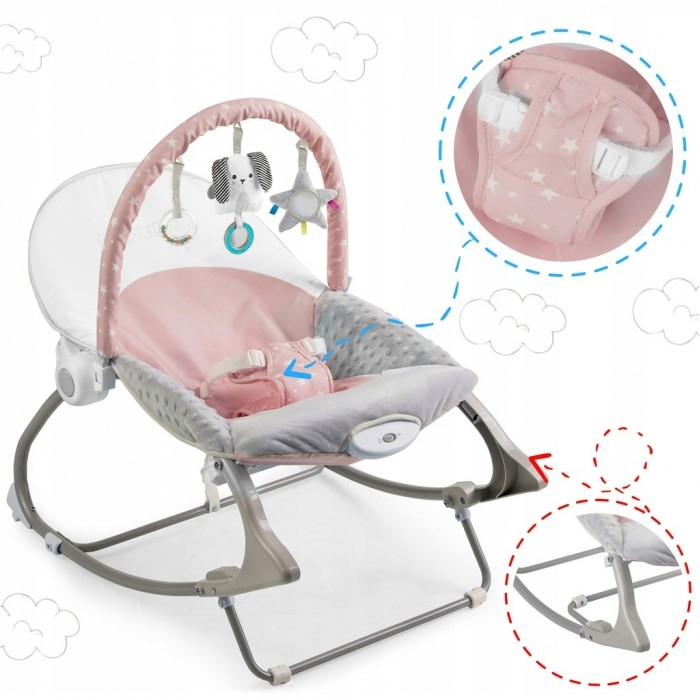 Balansoar multifunctional cu vibratii, panda, 3 jucarii, Ricokids 7325, Roz [6]