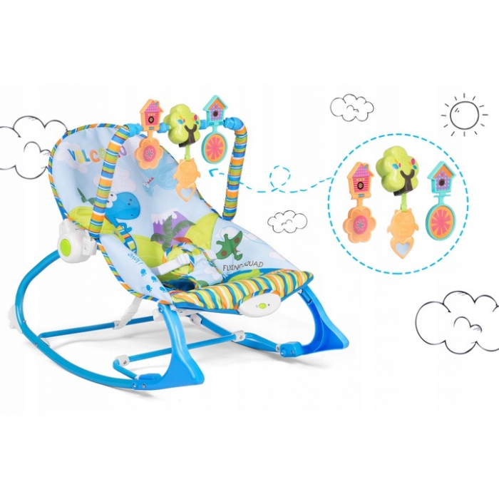 Balansoar multifunctional cu vibratii si muzica Ricokids 7302 - Albastru [3]