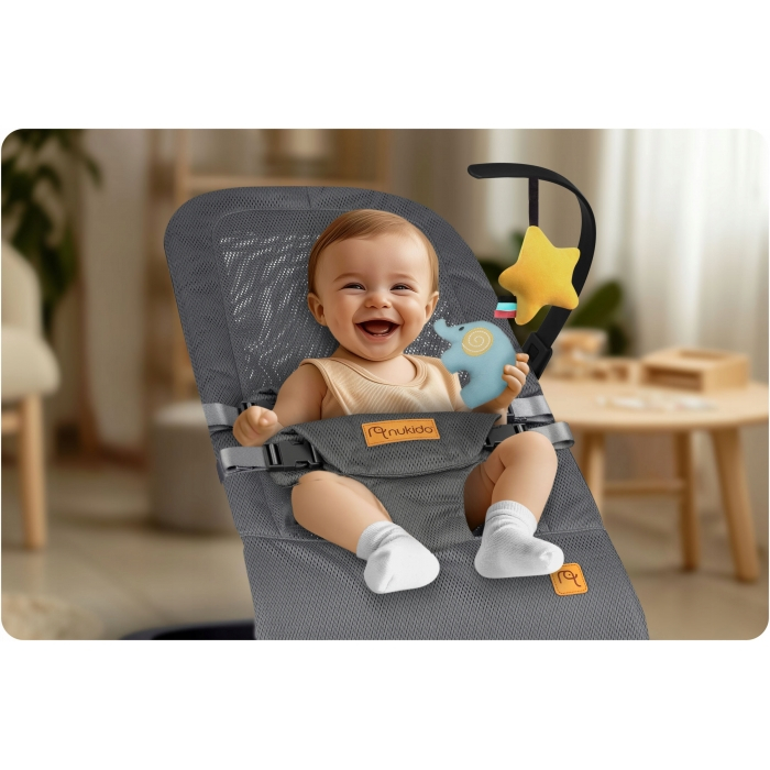 Balansoar pentru copii 2 in 1 cu jucarii, Nukido 705200, Gri [3]