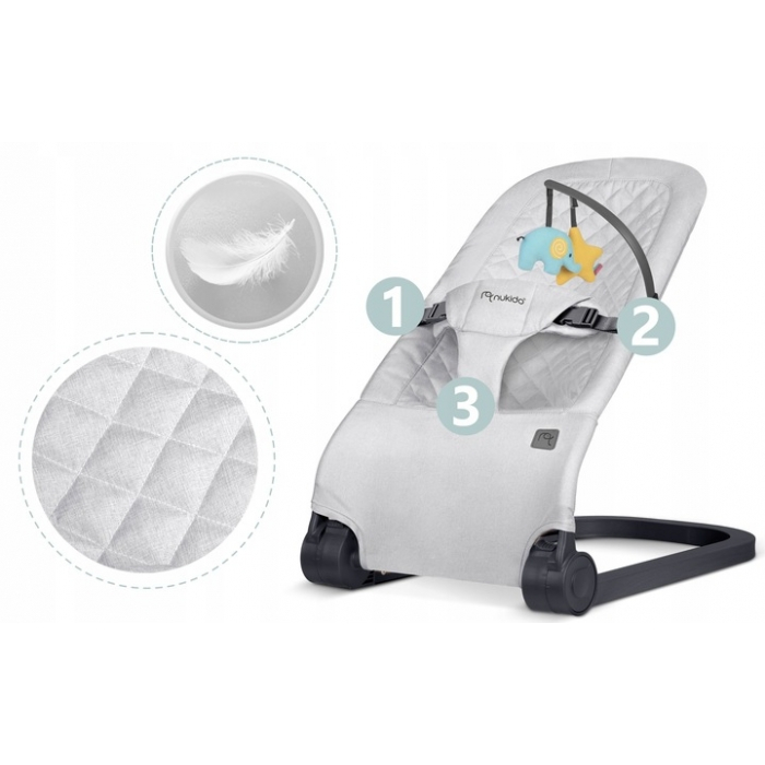 Balansoar pentru copii 2 in 1 cu jucarii, Nukido 705201, Gri deschis [7]