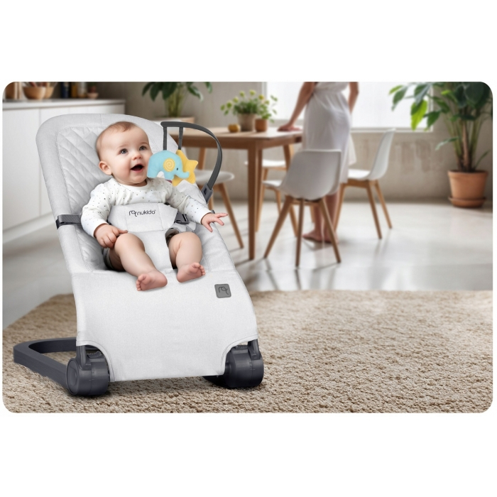 Balansoar pentru copii 2 in 1 cu jucarii, Nukido 705201, Gri deschis [9]