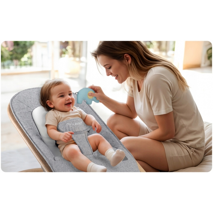 Balansoar pentru copii 2 in 1 cu jucarii, Nukido 705300, Gri [7]