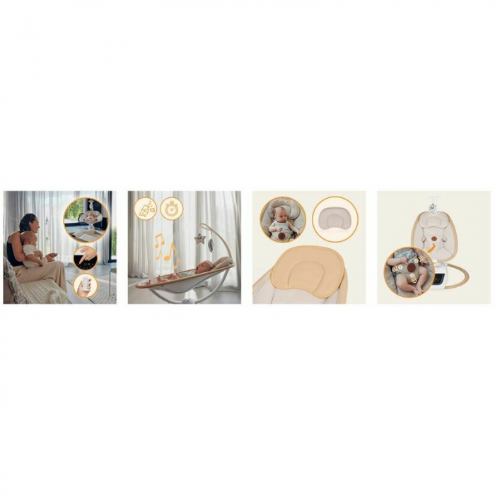 Balansoar si sezlong Lionelo Olivia 2 in 1 Electric cu leganare 3D Bej [22]