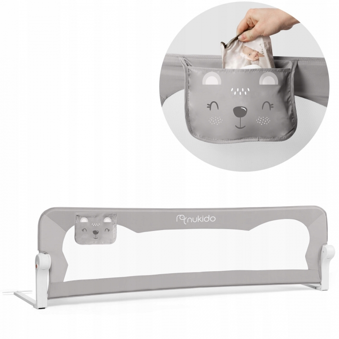 Bariera de protectie pentru pat 180 x 35 x 42 cm Nukido 722400 - Gri [2]