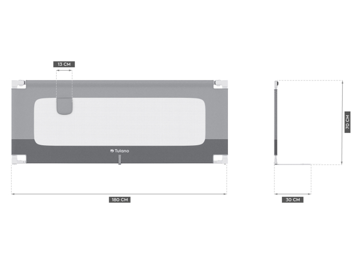 Bariera protectie pat copii culisanta, cu inaltime reglabila Cover 180 cm, gri [2]