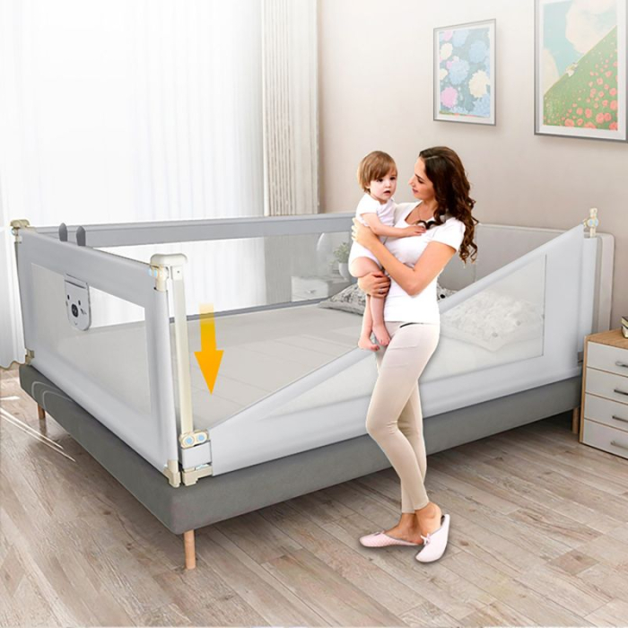 Bariera protectie pat culisanta XXL 140 cm Bears Grey, inaltime reglabila 68-98 cm [5]