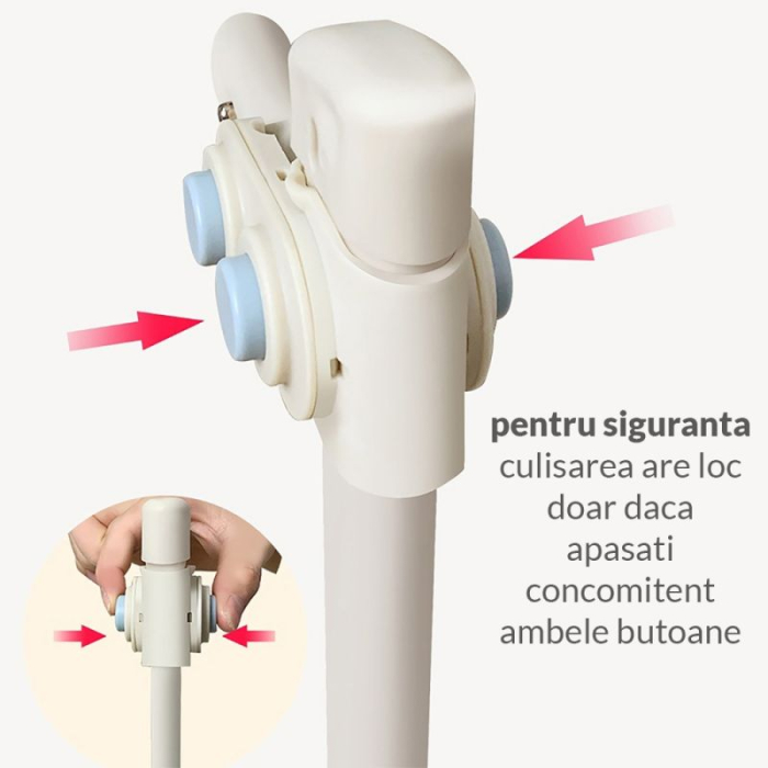 Bariera protectie pat culisanta XXL 140 cm Bears Grey, inaltime reglabila 68-98 cm [9]