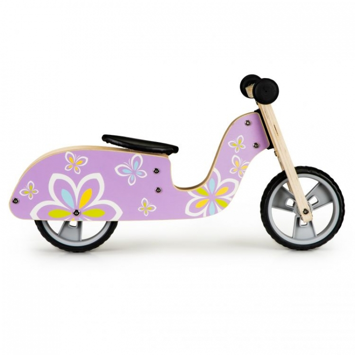Bicicleta de echilibru din lemn cu roti EVA Ecotoys LC-V1330 - Violet cu fluturasi [5]