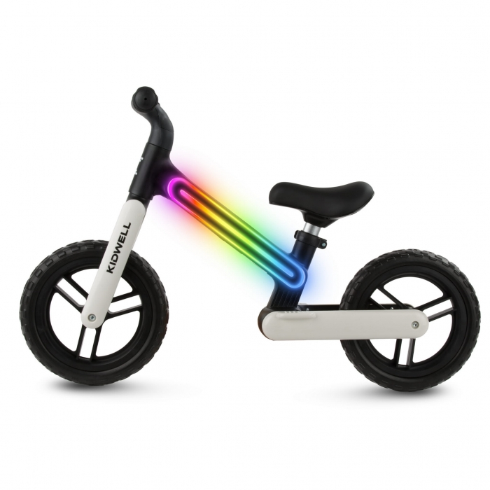 Bicicleta fara pedale, cadru nailon cu LED, roti EVA, Kidwell SUNO - Alb-Negru [2]
