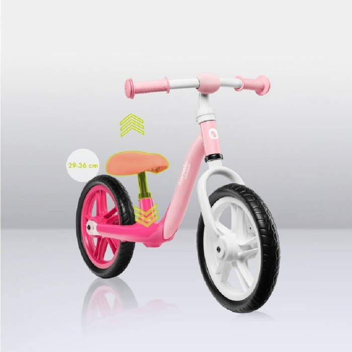 Bicicleta fara pedale, Lionelo, Alex, Usoara, cu ghidon si sa reglabile, Greutate 3.3 Kg, cu roti din spuma EVA, 12 inch, Bubblegum [17]