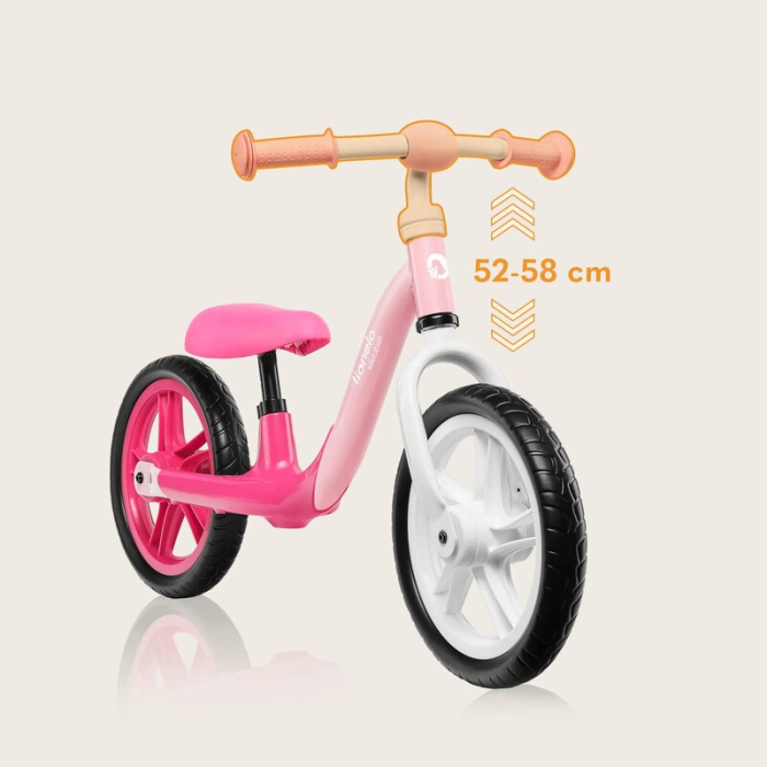 Bicicleta fara pedale, Lionelo, Alex, Usoara, cu ghidon si sa reglabile, Greutate 3.3 Kg, cu roti din spuma EVA, 12 inch, Bubblegum [16]