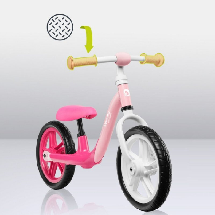 Bicicleta fara pedale, Lionelo, Alex, Usoara, cu ghidon si sa reglabile, Greutate 3.3 Kg, cu roti din spuma EVA, 12 inch, Bubblegum [13]