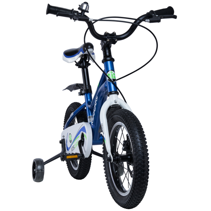 Bicicleta pentru copii 3-6 ani HappyCycles KidsCare, roti 14 inch, cu roti ajutatoare si frane pe disc, albastru [2]