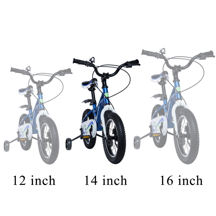 Bicicleta pentru copii 3-6 ani HappyCycles KidsCare, roti 14 inch, cu roti ajutatoare si frane pe disc, albastru [6]
