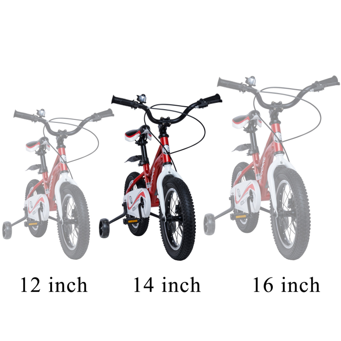 Bicicleta pentru copii 3-6 ani HappyCycles KidsCare, roti 14 inch, cu roti ajutatoare si frane pe disc, rosu [6]