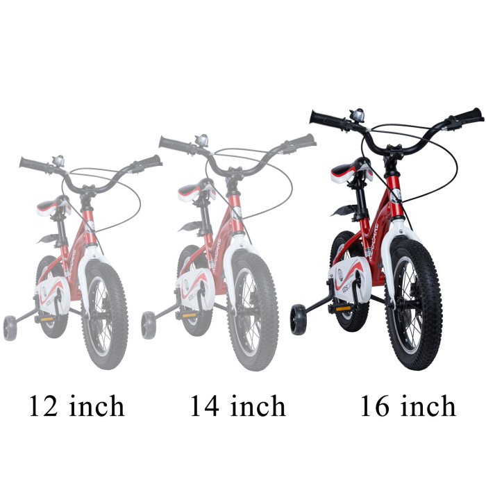 Bicicleta pentru copii 5-8 ani HappyCycles KidsCare, roti 16 inch, cu roti ajutatoare si frane pe disc, rosu [6]