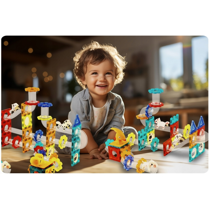 Blocuri magnetice cu tobogan, 153 elemente, Dinozauri Ricokids RK-764 [6]