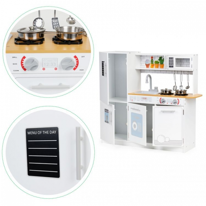 Bucatarie din lemn cu accesorii si LED-uri Ecotoys PLK553 [6]