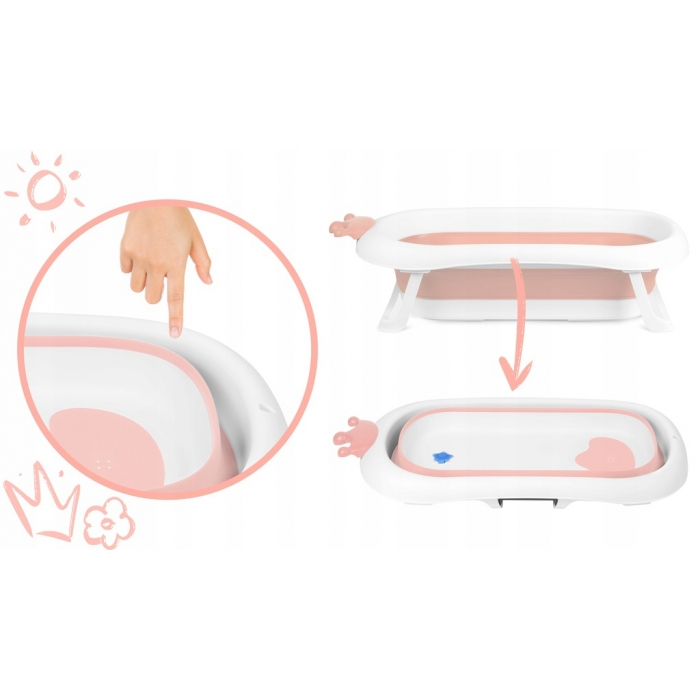 Cadita de baie cu dop de scurgere si pernita inclusa Ricokids RK-280 - Roz [2]