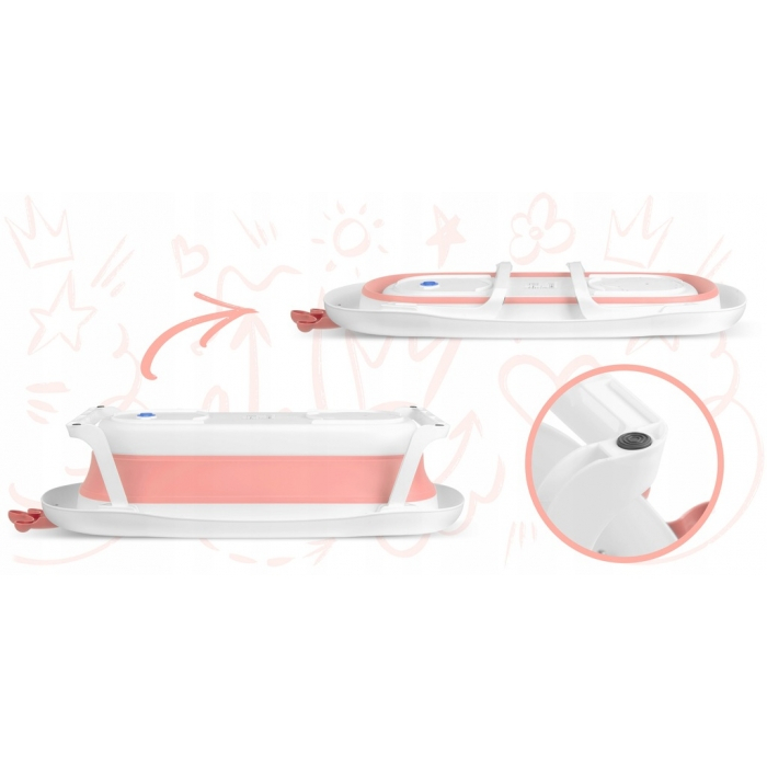 Cadita de baie cu dop de scurgere si pernita inclusa Ricokids RK-280 - Roz [3]