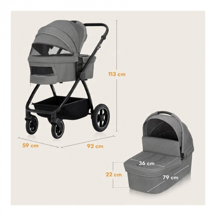 Carucior 2 in 1 Lionelo Meril cu landou si scaun cu dimensiune XL [29]