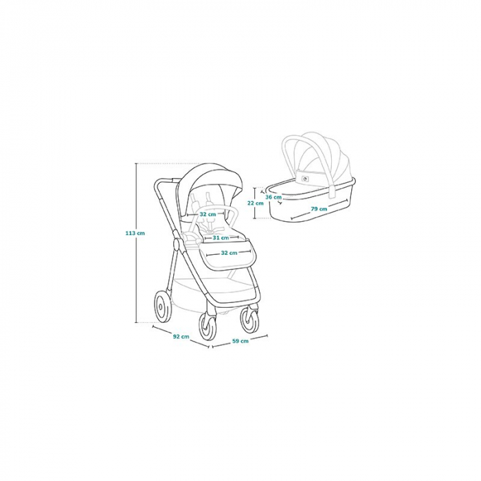 Carucior 2 in 1 Lionelo Meril cu landou si scaun cu dimensiune XL [45]