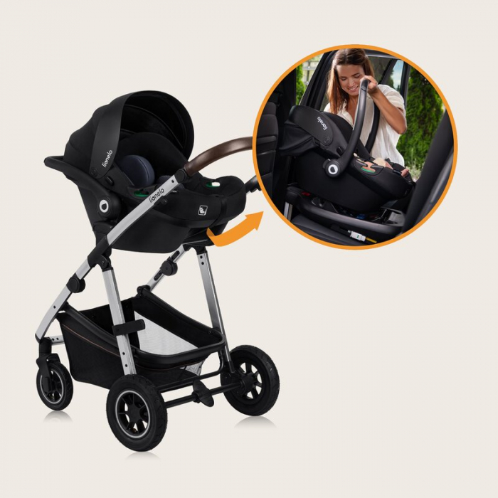 Carucior 3 in 1 Lionelo Amber cadru aluminiu Negru [45]