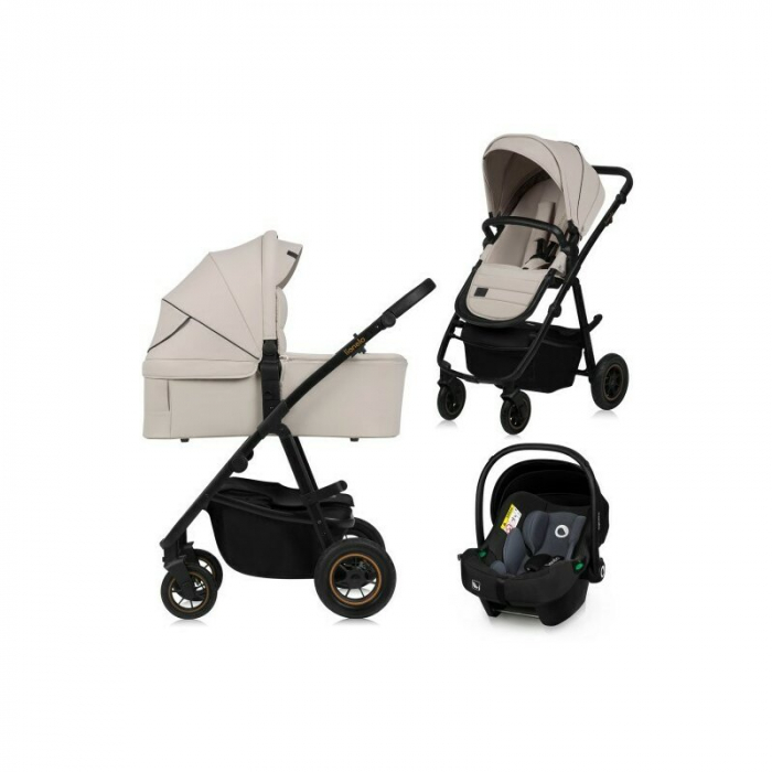 Carucior 3 in 1 Lionelo Amber Plus cadru aluminiu cu landou intarit si salteluta moale cu scoica auto [1]
