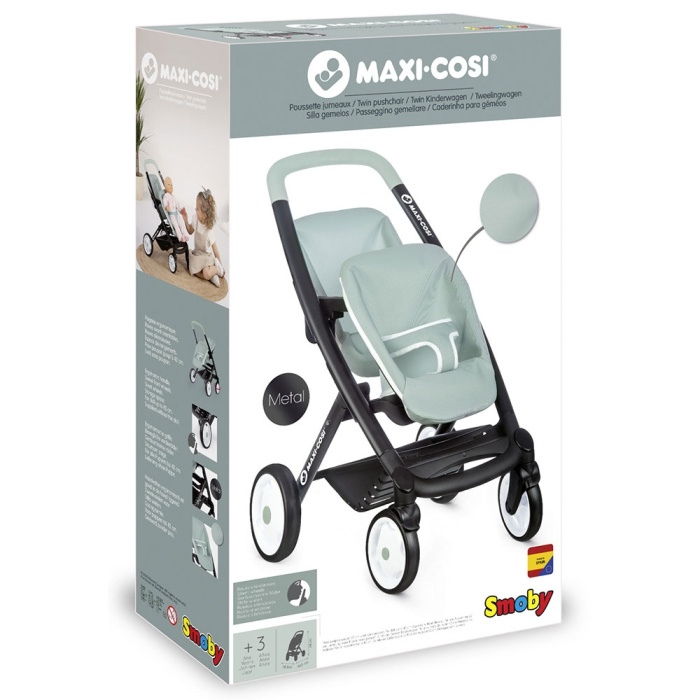 Carucior pentru papusi Smoby Maxi Cosi Twin albastru [6]