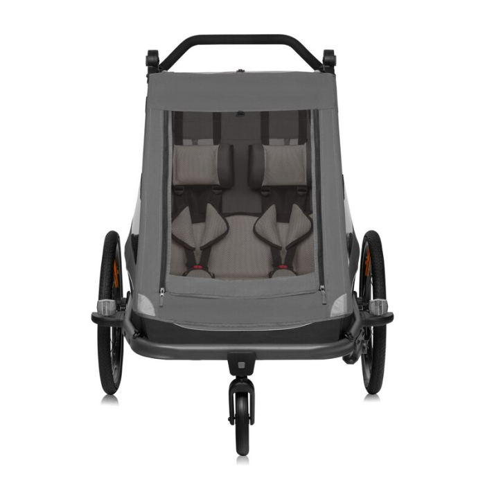 Carucior si remorca de bicicleta, Lionelo, Cama, Multifunctional, pentru 1 sau 2 copii, Geamuri cu protectie solara, Negru [14]
