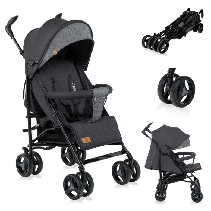 Carucior sport compact, Lionelo, Irma, Pliere tip umbrela, 6- 36 luni, Pana la 15 kg, Gri/Negru [3]