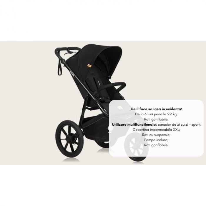 Carucior sport Lionelo Azura cu 3 roti cu baldachin XXL impermeabil [43]